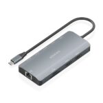 Dock USB-C 12 in 1 Aisens - USB-C a 2xHDMI - 1xRJ45 - 3xUSB-A - 1xUSB-C - 1xUSB-C PD 100 W - 1xSD - 1xMicroSD - 20 cm - Colore: grigio