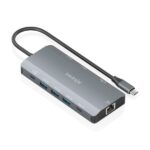 Dock USB-C 12 in 1 Aisens - USB-C a 2xHDMI - 1xRJ45 - 3xUSB-A - 1xUSB-C - 1xUSB-C PD 100 W - 1xSD - 1xMicroSD - 20 cm - Colore: grigio - immagine 2