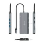 Dock USB-C 12 in 1 Aisens - USB-C a 2xHDMI - 1xRJ45 - 3xUSB-A - 1xUSB-C - 1xUSB-C PD 100 W - 1xSD - 1xMicroSD - 20 cm - Colore: grigio - immagine 4