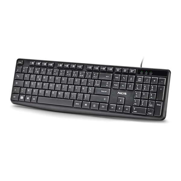 Tastiera USB NGS Funky V4 - AZERTY FR - 12 tasti multimediali - Tasti a membrana silenziosi - Inclinazione regolabile - Cavo da 1