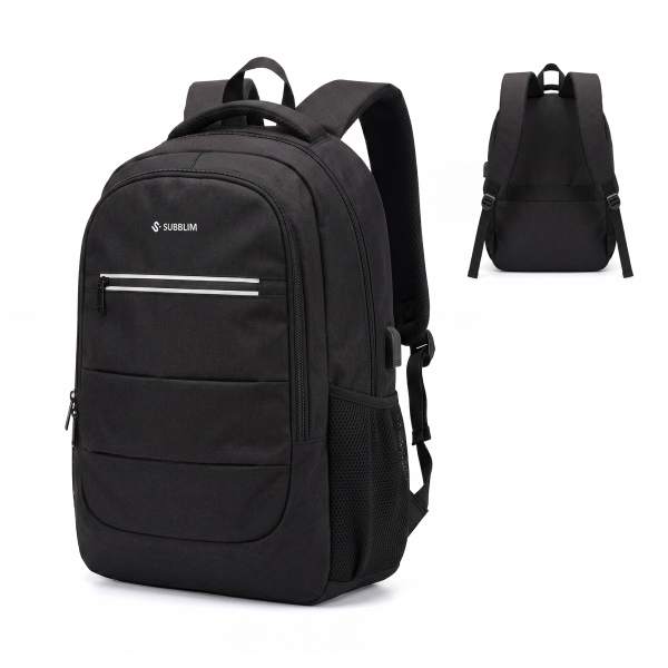 Subblim City Plus Zaino per laptop da 16" - Capacità 26 L - Resistente all'acqua - Porta USB-C - Tasca riflettente - Colore: nero