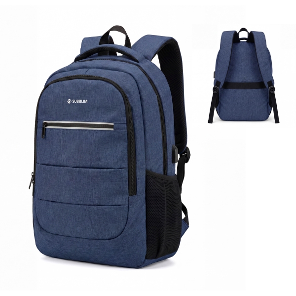 Subblim City Plus Zaino per laptop da 16" - Capacità 26 L - Resistente all'acqua - Porta USB-C - Tasca riflettente - Colore blu