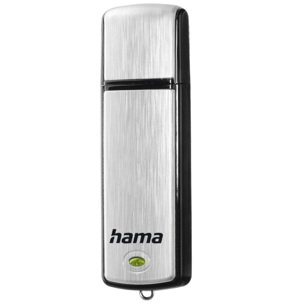 Hama Fancy Memoria Pendrive USB 2.0 con cappuccio - Capacità 64 GB - Velocità di trasferimento 10 Mb/s - Alluminio spazzolato - Colore nero e argento