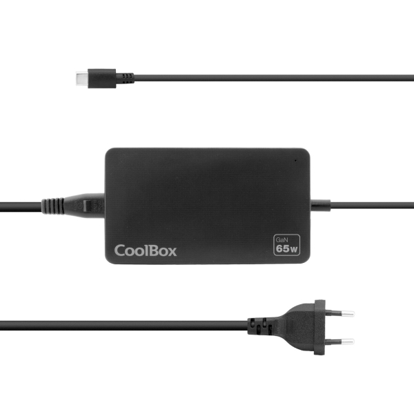 Coolbox NB65 Caricabatterie da parete GaN da 65 W - USB-C - PD3.0 per ricarica rapida intelligente - Selezione automatica della tensione - Colore: nero Coolbox NB65 Caricabatterie da parete GaN da 65 W - USB-C - PD3.0 per ricarica rapida intelligente - Selezione automatica della tensione - Colore: nero